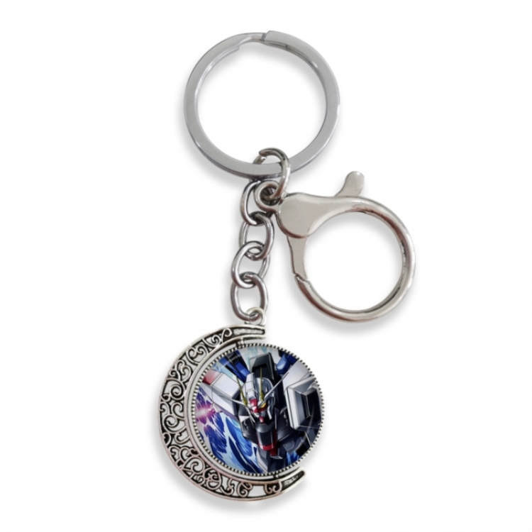 Gundam Anime double-sided crystal rotating gemstone keychain pendant price for 5 pcs