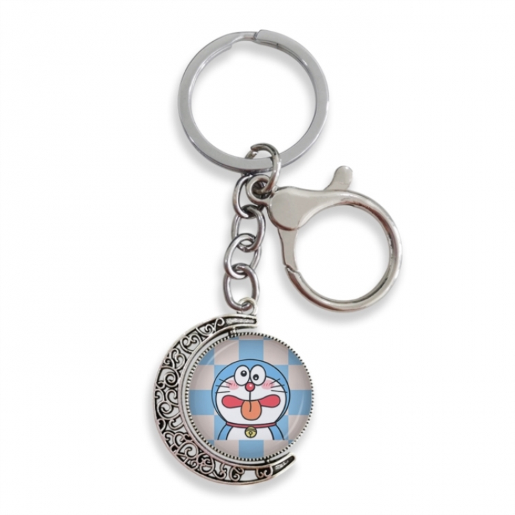 Doraemon Anime double-sided crystal rotating gemstone keychain pendant price for 5 pcs