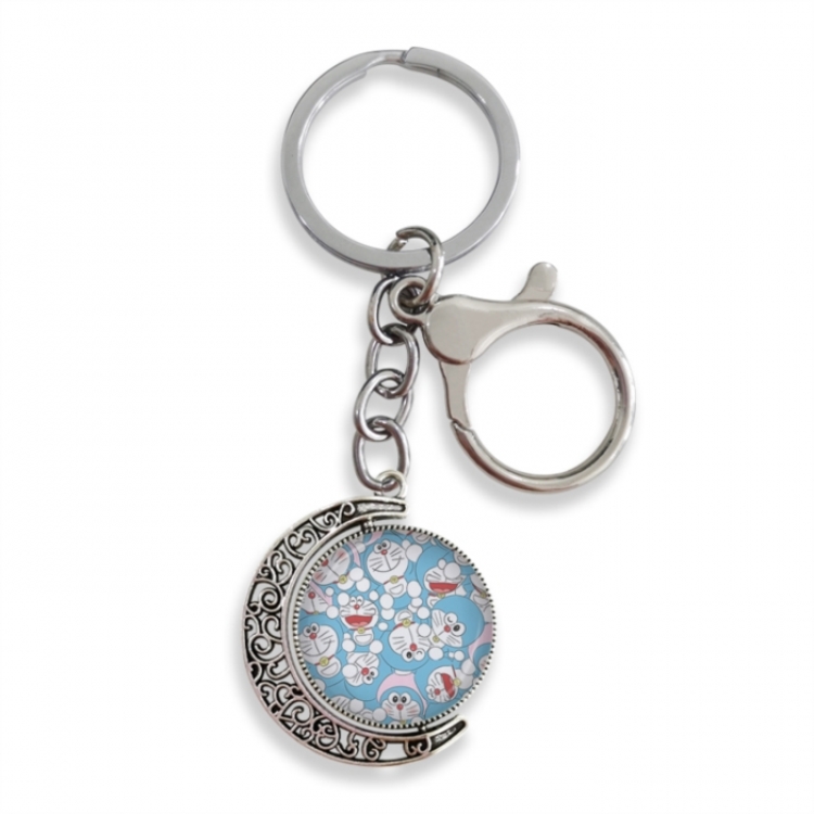 Doraemon Anime double-sided crystal rotating gemstone keychain pendant price for 5 pcs