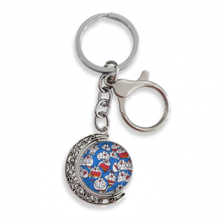 Doraemon Anime double-sided crystal rotating gemstone keychain pendant price for 5 pcs