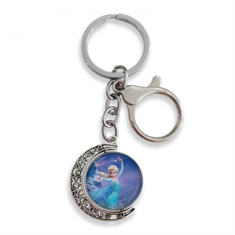 Frozen Anime double-sided crystal rotating gemstone keychain pendant price for 5 pcs