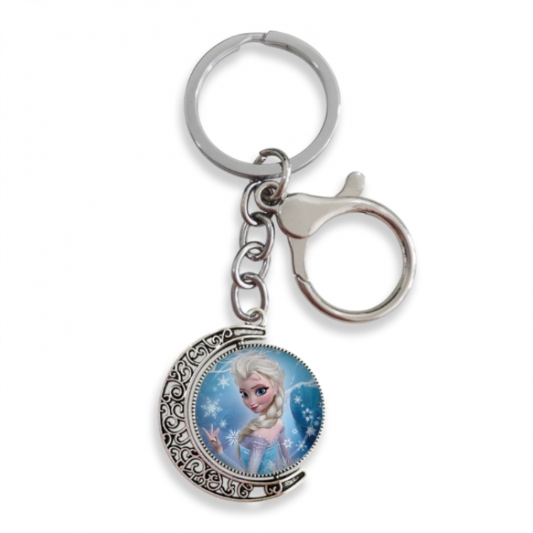 Frozen Anime double-sided crystal rotating gemstone keychain pendant price for 5 pcs