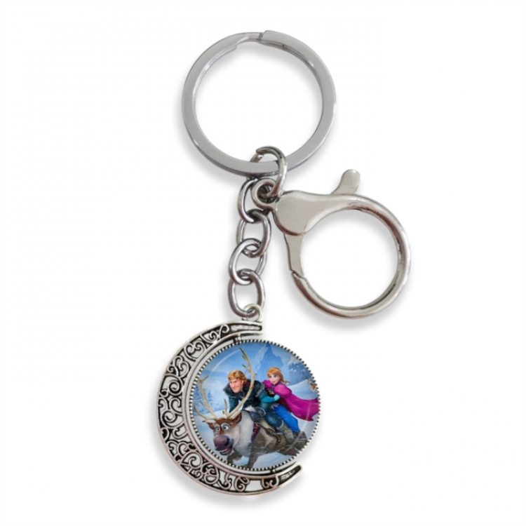 Frozen Anime double-sided crystal rotating gemstone keychain pendant price for 5 pcs