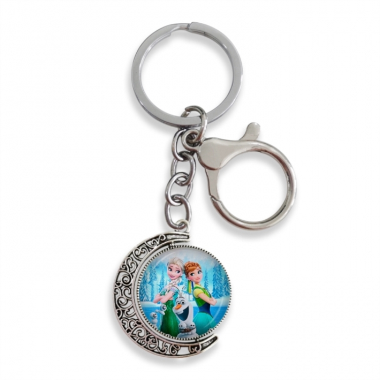 Frozen Anime double-sided crystal rotating gemstone keychain pendant price for 5 pcs