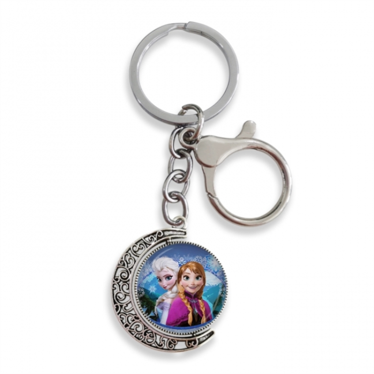 Frozen Anime double-sided crystal rotating gemstone keychain pendant price for 5 pcs