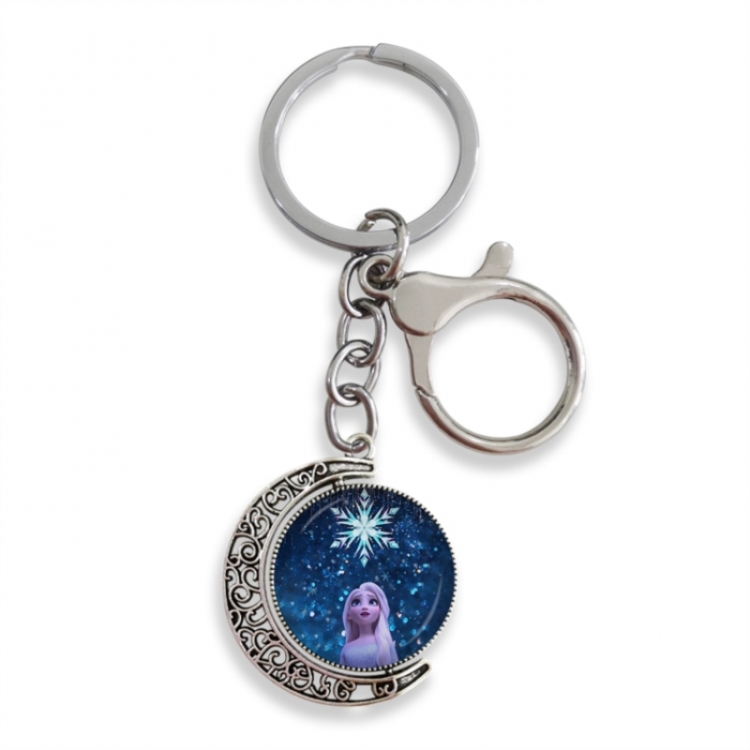 Frozen Anime double-sided crystal rotating gemstone keychain pendant price for 5 pcs