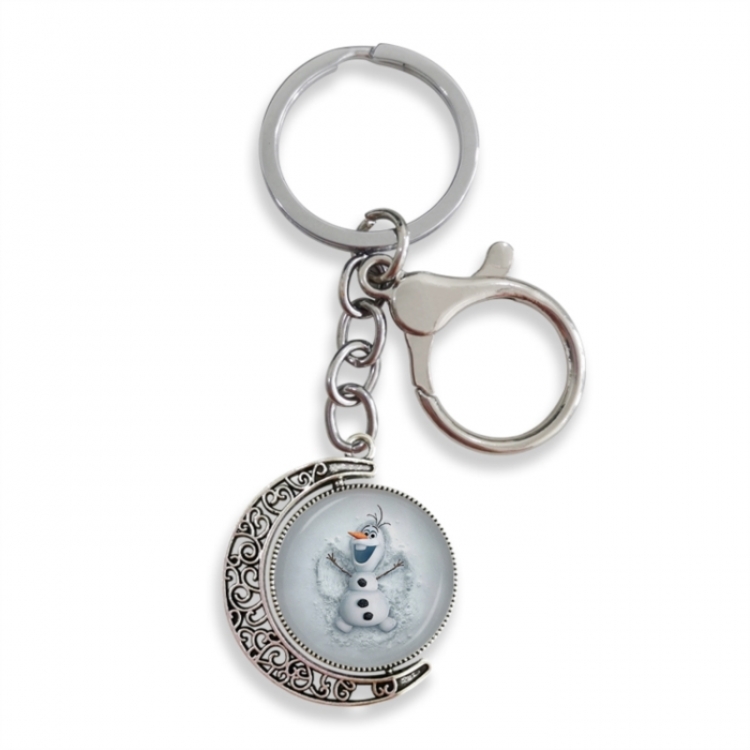 Frozen Anime double-sided crystal rotating gemstone keychain pendant price for 5 pcs