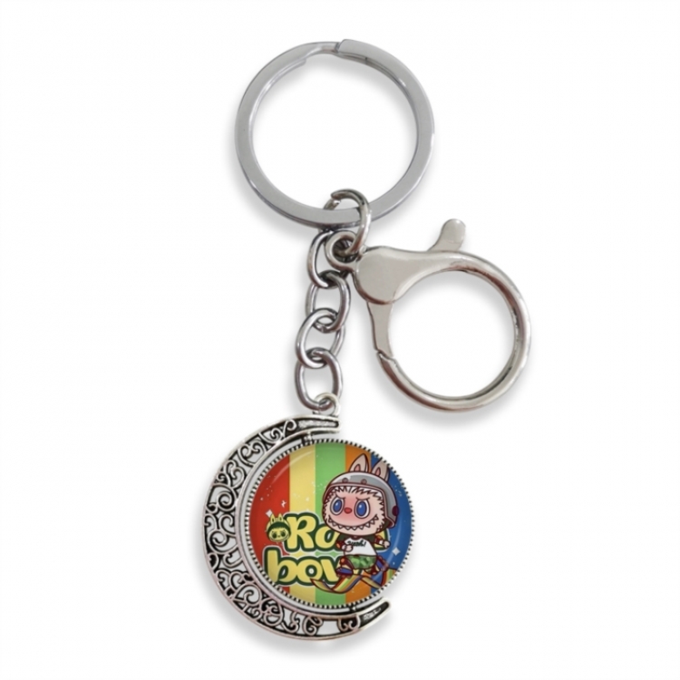 LABUBU Anime double-sided crystal rotating gemstone keychain pendant price for 5 pcs