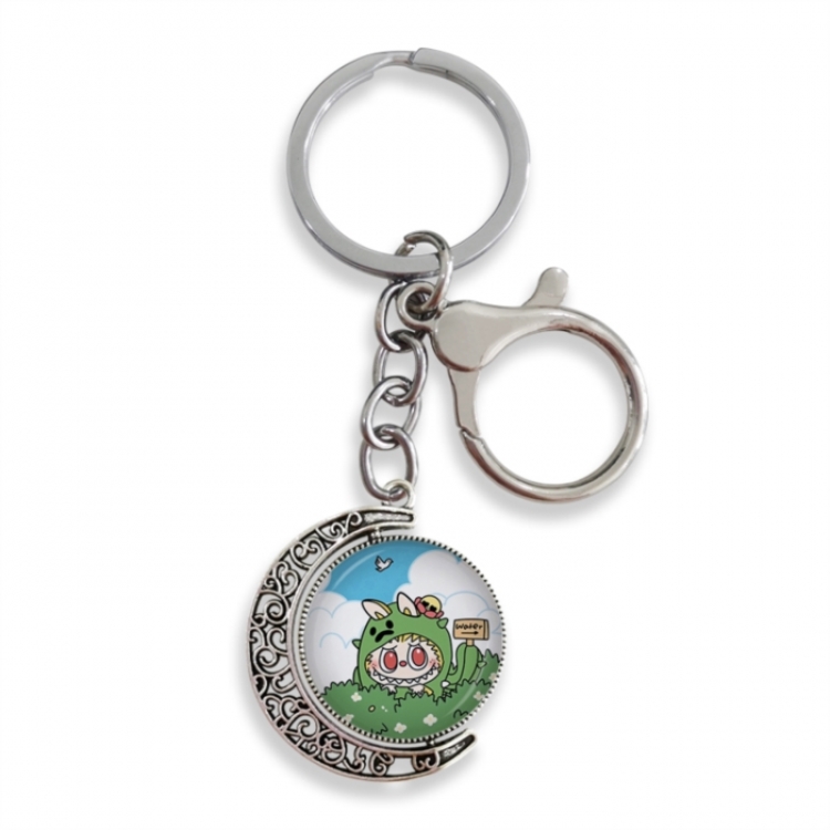 LABUBU Anime double-sided crystal rotating gemstone keychain pendant price for 5 pcs