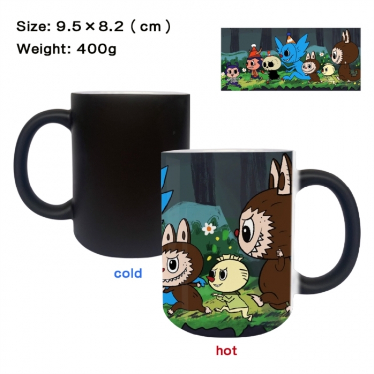LABUBU Anime peripherals color changing ceramic cup tea cup mug 9.5X8.2cm