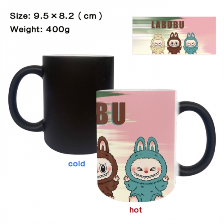 LABUBU Anime peripherals color changing ceramic cup tea cup mug 9.5X8.2cm