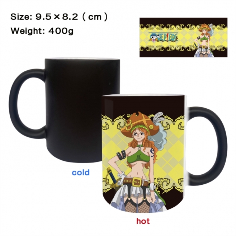 One Piece Anime peripherals color changing ceramic cup tea cup mug 9.5X8.2cm