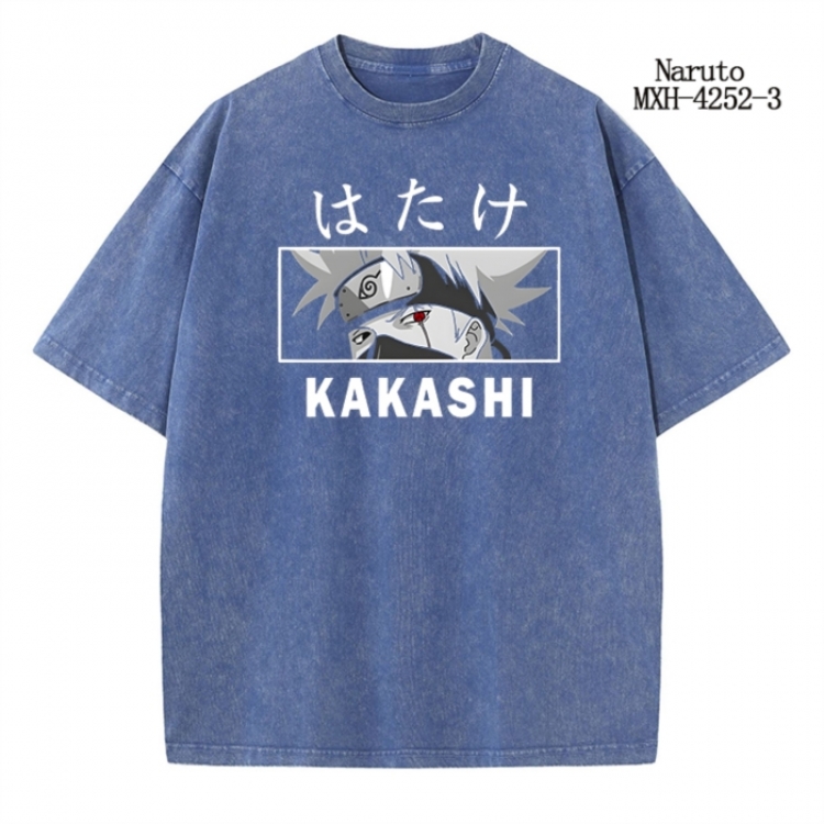 Naruto Anime peripheral pure cotton washed and worn T-shirt from S to 2XL MXH-4252-3