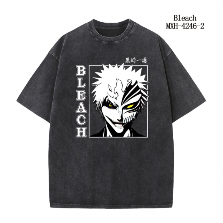 Bleach Anime peripheral pure cotton washed and worn T-shirt from S to 2XL