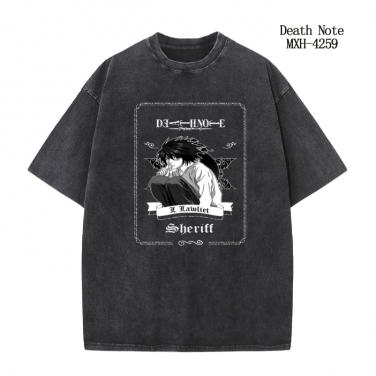 Death note Anime peripheral pure cotton washed and worn T-shirt from S to 2XL