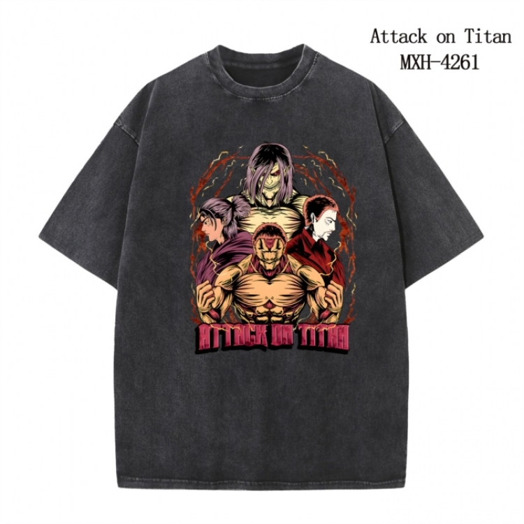 Shingeki no Kyojin Anime peripheral pure cotton washed and worn T-shirt from S to 2XL