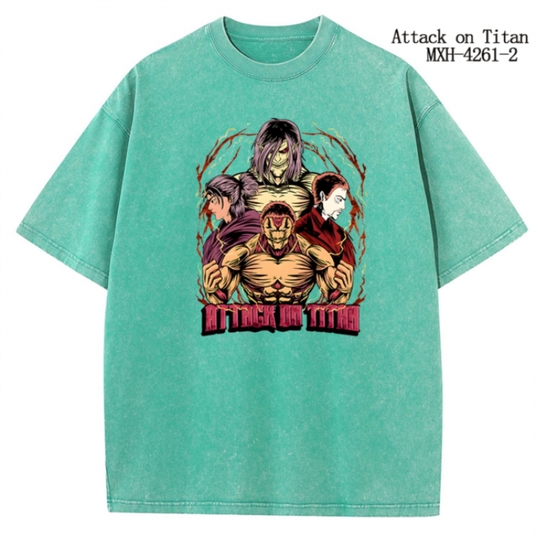 Shingeki no Kyojin Anime peripheral pure cotton washed and worn T-shirt from S to 2XL