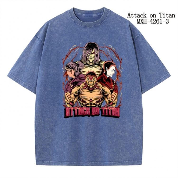Shingeki no Kyojin Anime peripheral pure cotton washed and worn T-shirt from S to 2XL