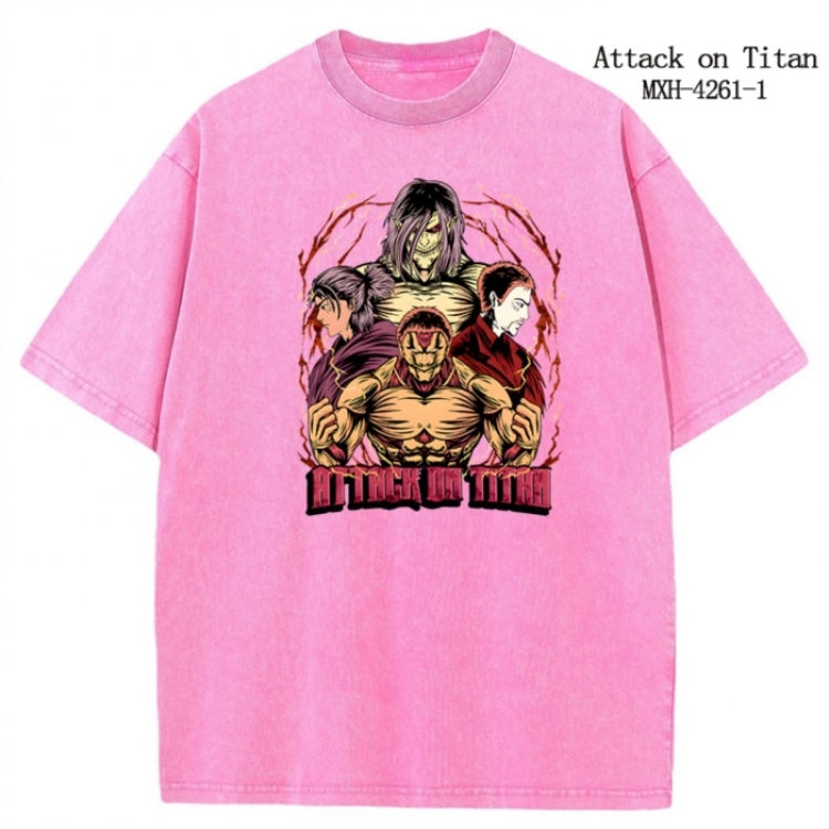 Shingeki no Kyojin Anime peripheral pure cotton washed and worn T-shirt from S to 2XL