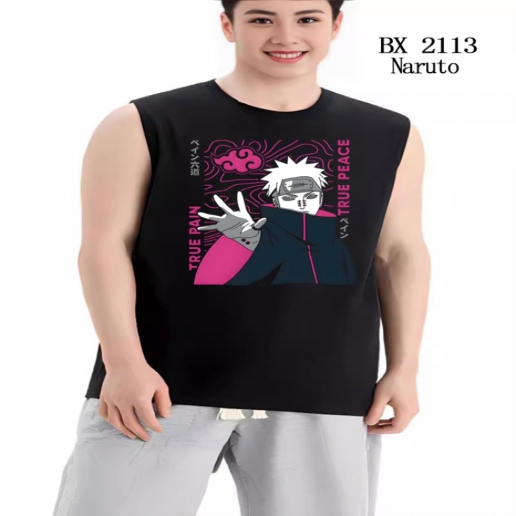 Naruto Anime peripheral printed pure cotton vest T-shirt from S to 3XL