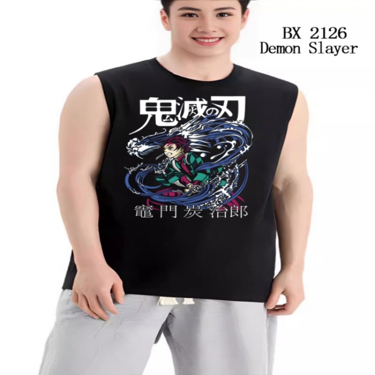 Demon Slayer Kimets Anime peripheral printed pure cotton vest T-shirt from S to 3XL