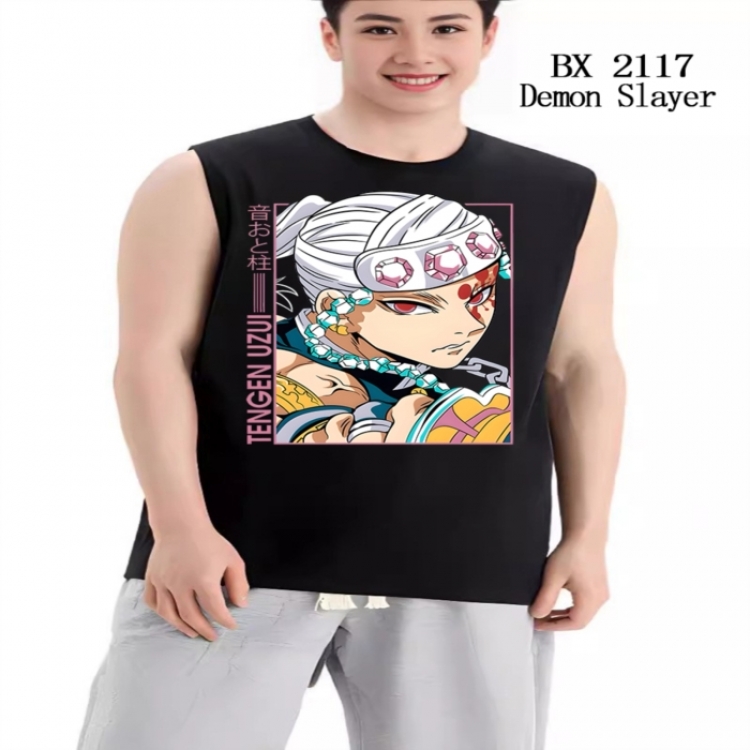 Demon Slayer Kimets Anime peripheral printed pure cotton vest T-shirt from S to 3XL