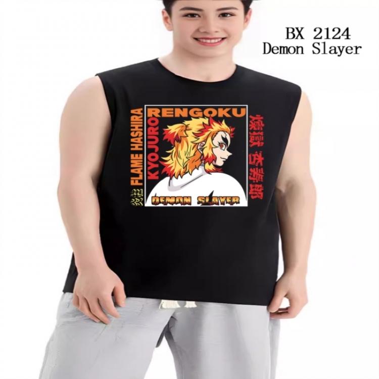 Demon Slayer Kimets Anime peripheral printed pure cotton vest T-shirt from S to 3XL