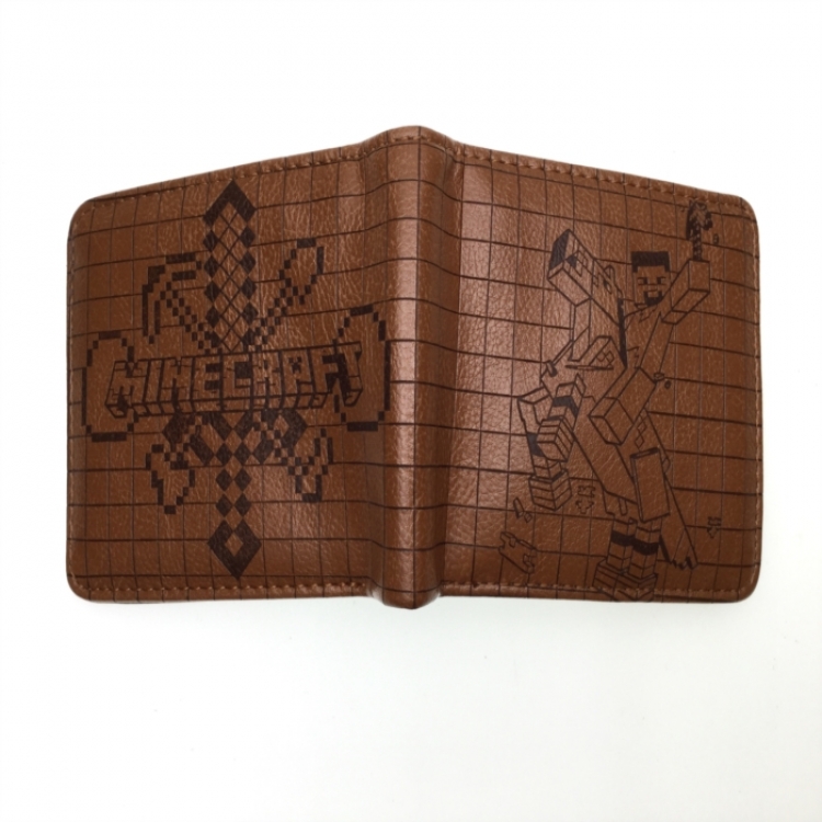 Minecraft Half fold embossed short leather wallet 11X10CM