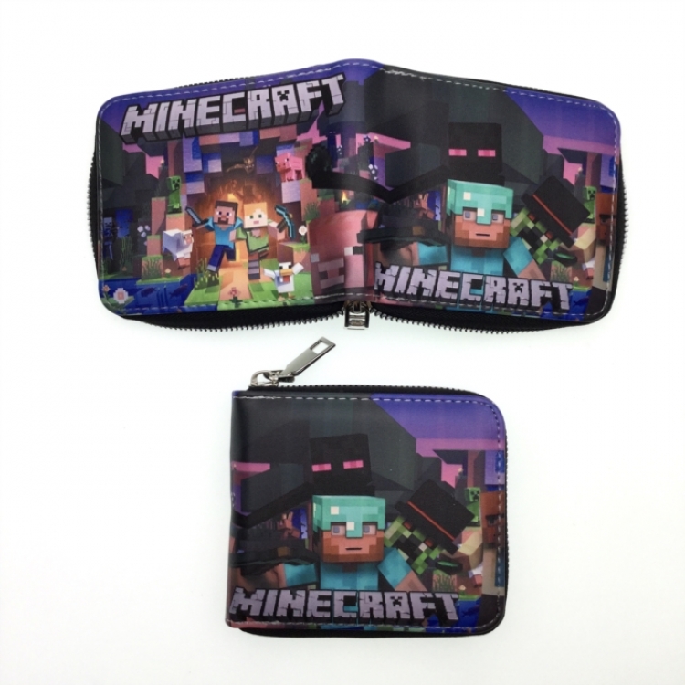 Minecraft Short zipper card wallet with foreskin clip 12X10CM