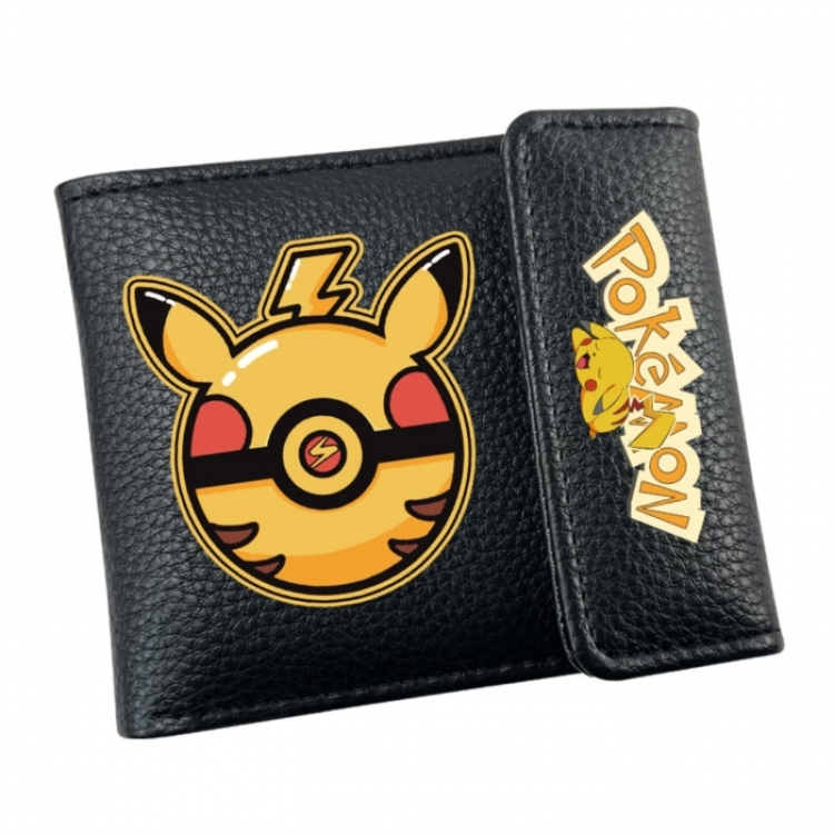Pokemon Anime Litchi Pattern Hidden Buckle Half Fold Printed Wallet 12X10X2CM
