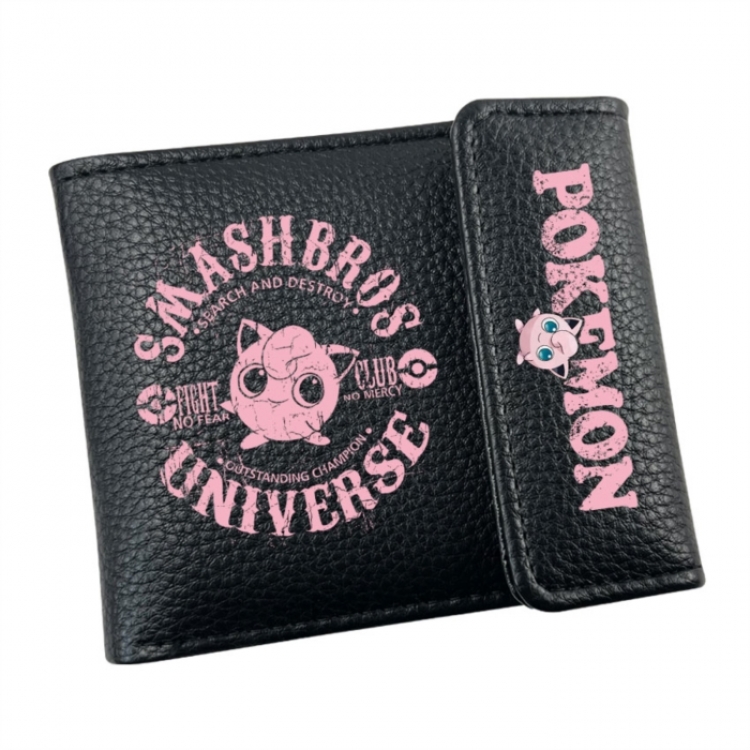 Pokemon Anime Litchi Pattern Hidden Buckle Half Fold Printed Wallet 12X10X2CM