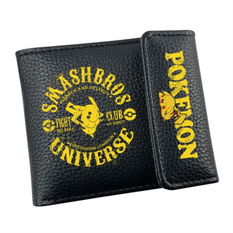 Pokemon Anime Litchi Pattern Hidden Buckle Half Fold Printed Wallet 12X10X2CM