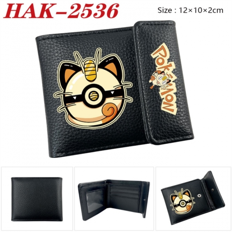 Pokemon Anime Litchi Pattern Hidden Buckle Half Fold Printed Wallet 12X10X2CM
