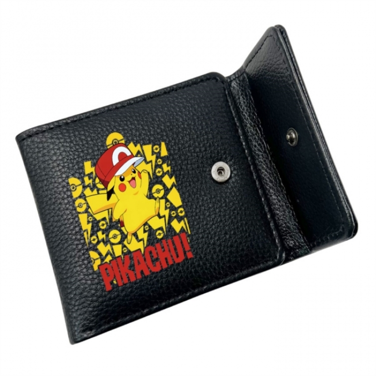 Pokemon Anime Litchi Pattern Hidden Buckle Half Fold Printed Wallet 12X10X2CM
