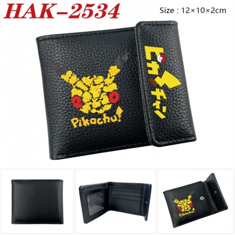 Pokemon Anime Litchi Pattern Hidden Buckle Half Fold Printed Wallet 12X10X2CM