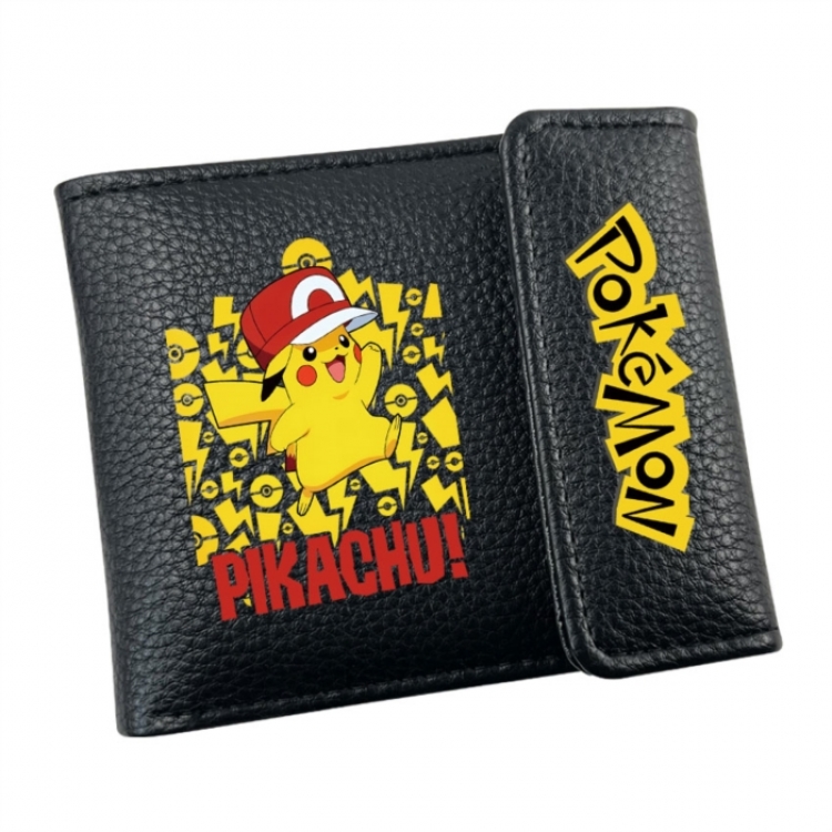 Pokemon Anime Litchi Pattern Hidden Buckle Half Fold Printed Wallet 12X10X2CM