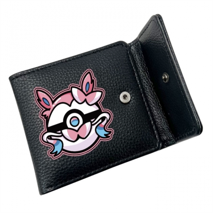 Pokemon Anime Litchi Pattern Hidden Buckle Half Fold Printed Wallet 12X10X2CM