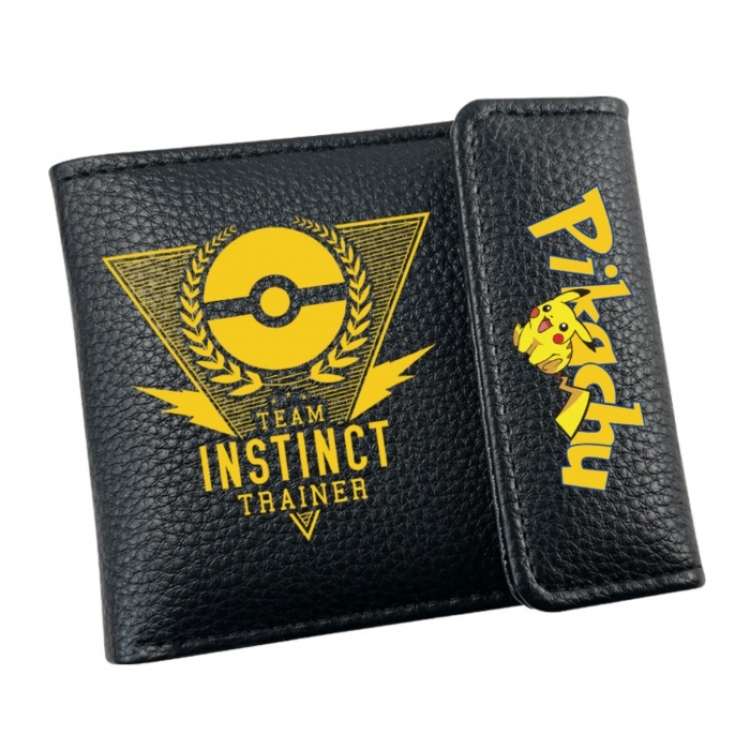 Pokemon Anime Litchi Pattern Hidden Buckle Half Fold Printed Wallet 12X10X2CM