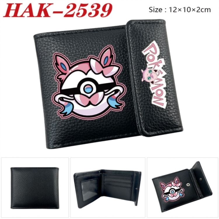 Pokemon Anime Litchi Pattern Hidden Buckle Half Fold Printed Wallet 12X10X2CM