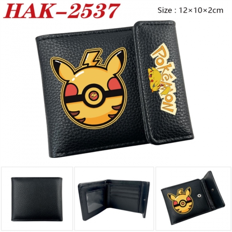 Pokemon Anime Litchi Pattern Hidden Buckle Half Fold Printed Wallet 12X10X2CM