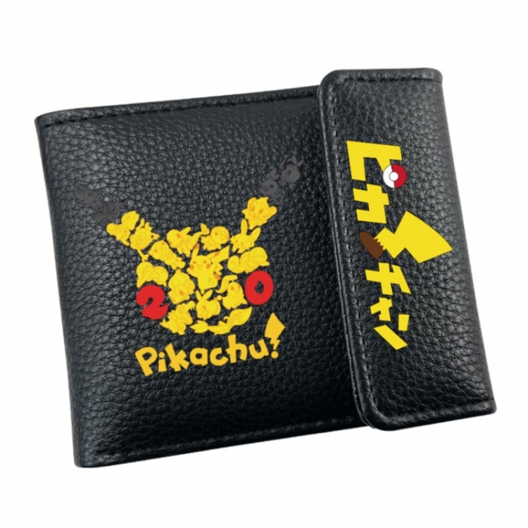 Pokemon Anime Litchi Pattern Hidden Buckle Half Fold Printed Wallet 12X10X2CM