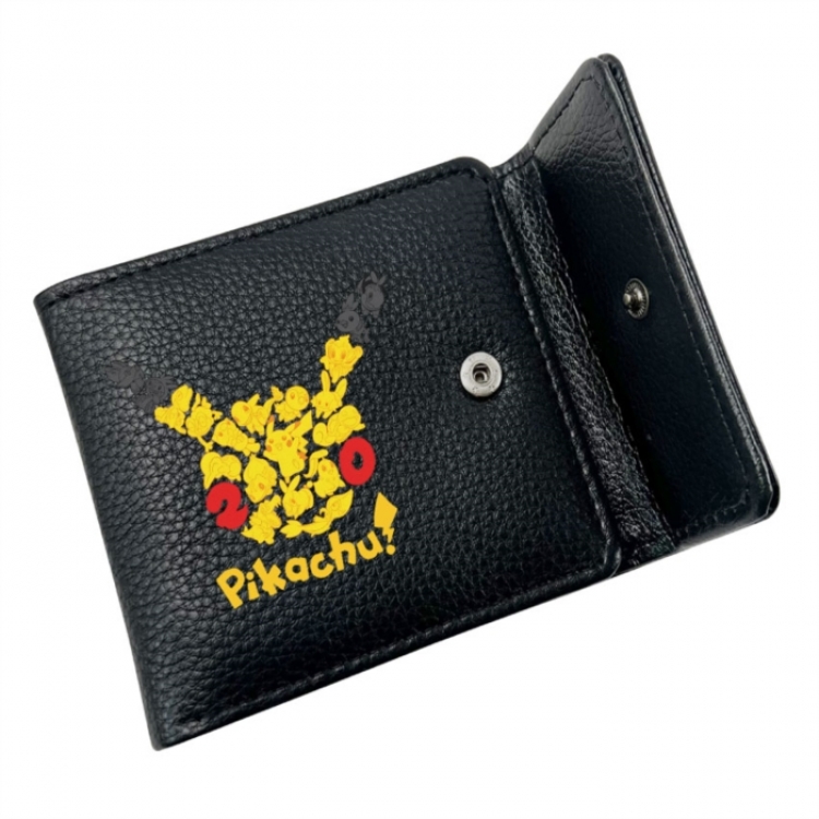Pokemon Anime Litchi Pattern Hidden Buckle Half Fold Printed Wallet 12X10X2CM