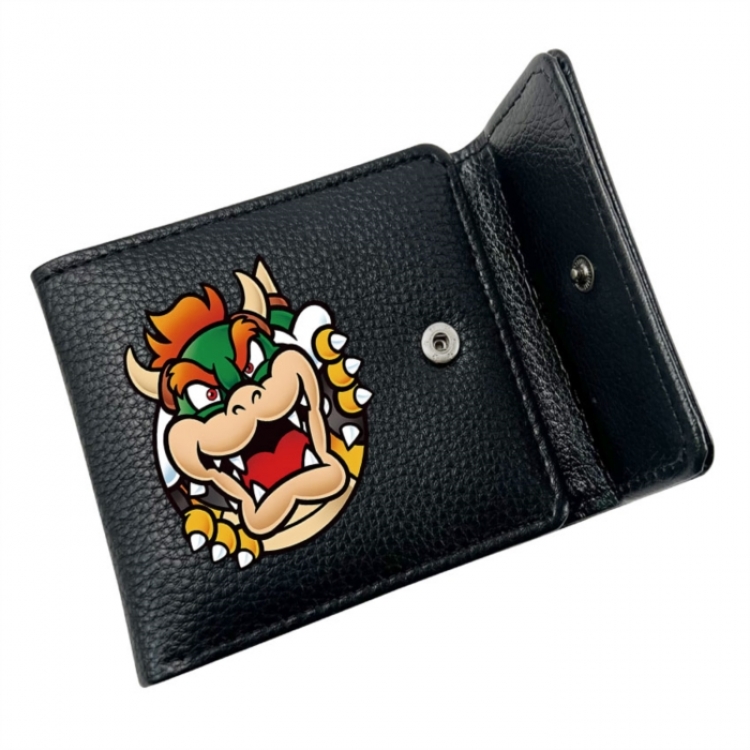 Super Mario Anime Litchi Pattern Hidden Buckle Half Fold Printed Wallet 12X10X2CM