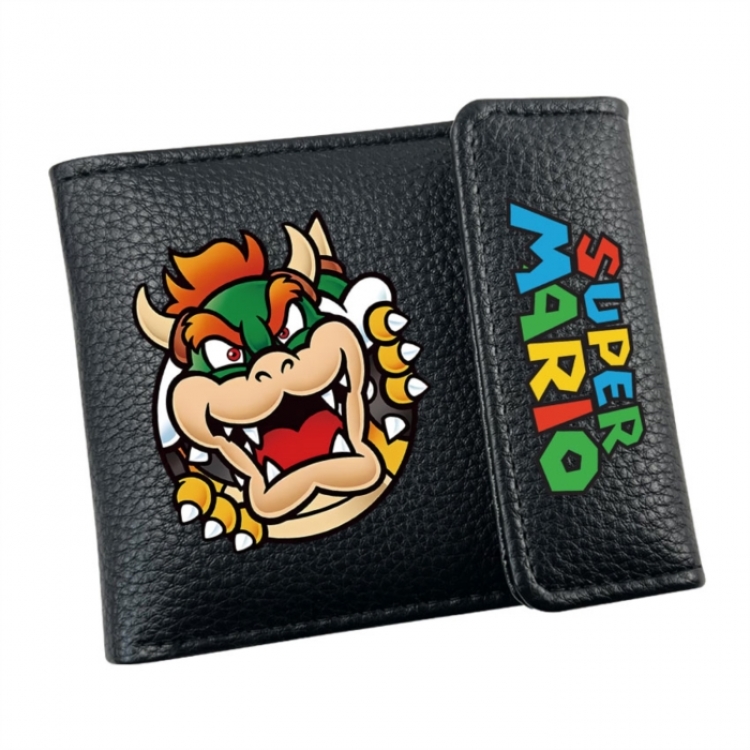 Super Mario Anime Litchi Pattern Hidden Buckle Half Fold Printed Wallet 12X10X2CM