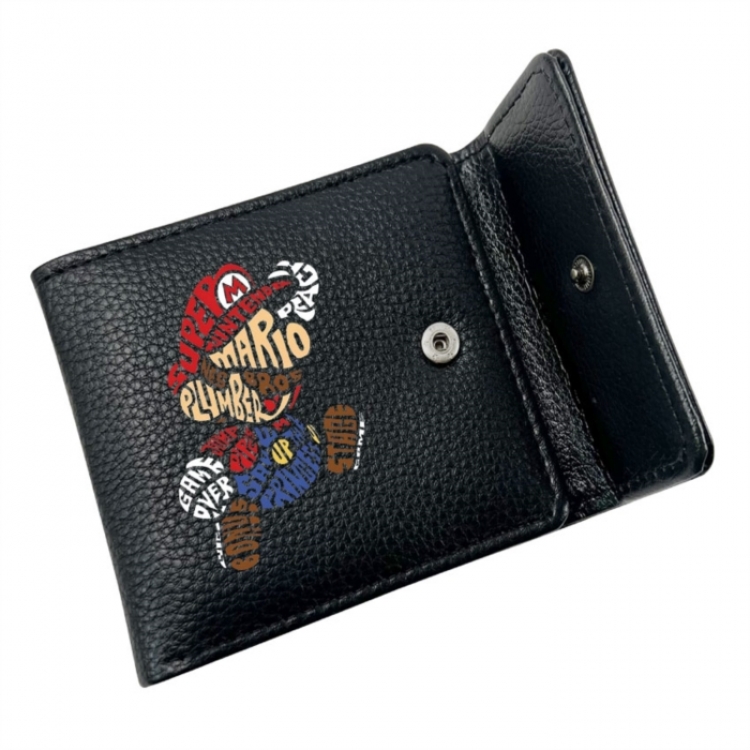 Super Mario Anime Litchi Pattern Hidden Buckle Half Fold Printed Wallet 12X10X2CM