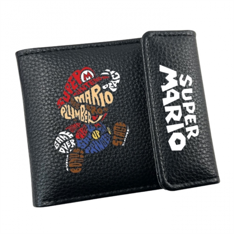 Super Mario Anime Litchi Pattern Hidden Buckle Half Fold Printed Wallet 12X10X2CM