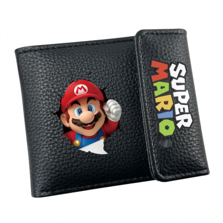 Super Mario Anime Litchi Pattern Hidden Buckle Half Fold Printed Wallet 12X10X2CM