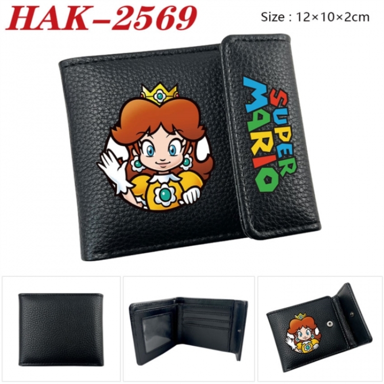 Super Mario Anime Litchi Pattern Hidden Buckle Half Fold Printed Wallet 12X10X2CM