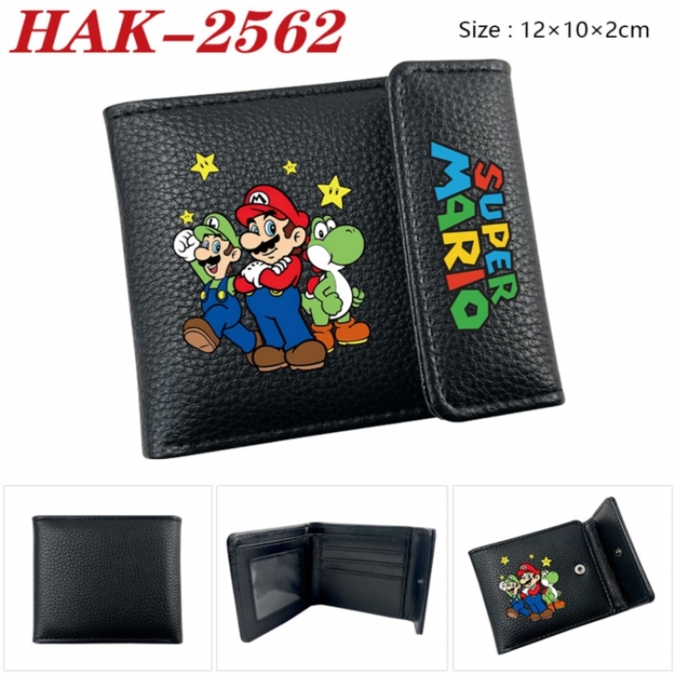 Super Mario Anime Litchi Pattern Hidden Buckle Half Fold Printed Wallet 12X10X2CM