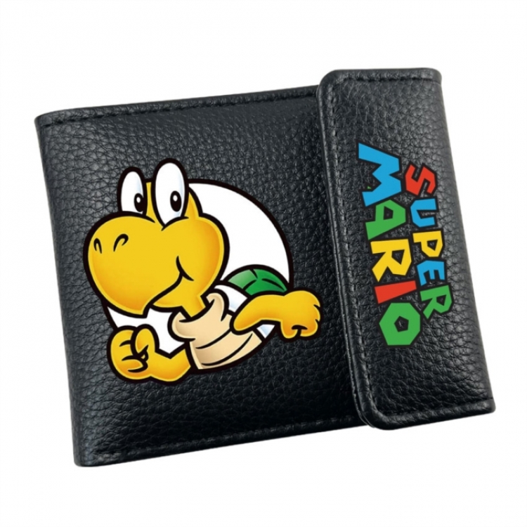 Super Mario Anime Litchi Pattern Hidden Buckle Half Fold Printed Wallet 12X10X2CM